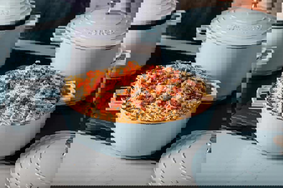 MasterClass Sky Blue Cast Aluminium Shallow Casserole Dish, 4L