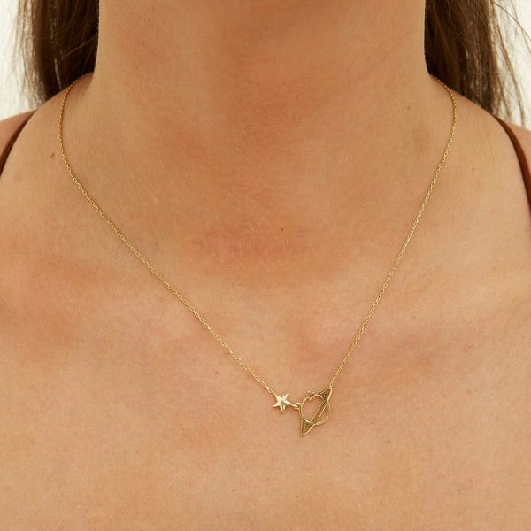 Sterling Silver Saturn Necklace - Spero London