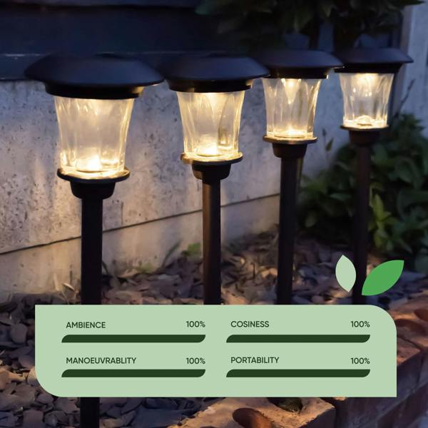 Gardenwize Pack of 4 Solar Stake Lights – Metal Pathway LED Lights