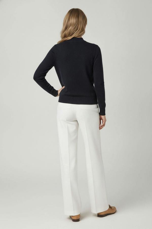 Navy | High Neck Long Sleeve Slim Fit Top