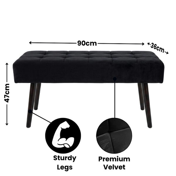 Kosy Koala Dining Table Set With 2 Black Velvet Chairs And Black Velvet Bench Dining Room Furniture