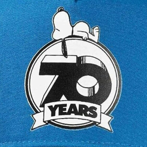 Peanuts Snoopy 70 Years Logo Baseball Cap Blue and Turquoise