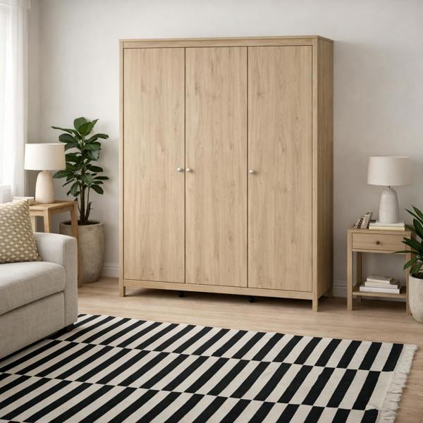 Wyld Haus Gossmere Hickory Oak Effect Wardrobe 3 Doors