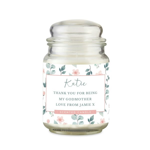 Personalised Memento Company Personalised Floral Large Scented Jar Candle