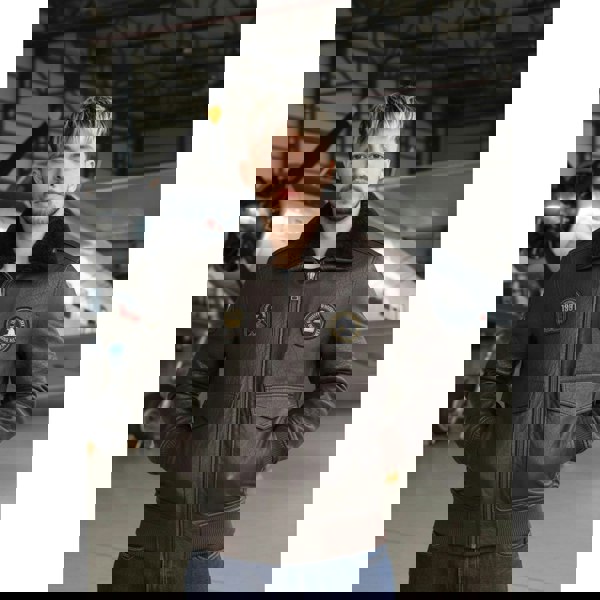 Leather Company Men's Leather Bomber Jacket Fur Collar Aviator Coat