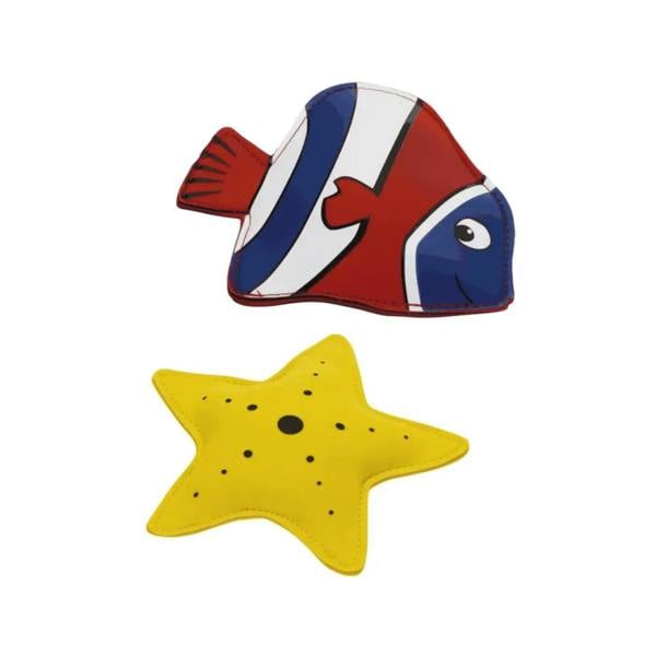 Red white and blue fish neoprene diving animal with yellow starfish toy