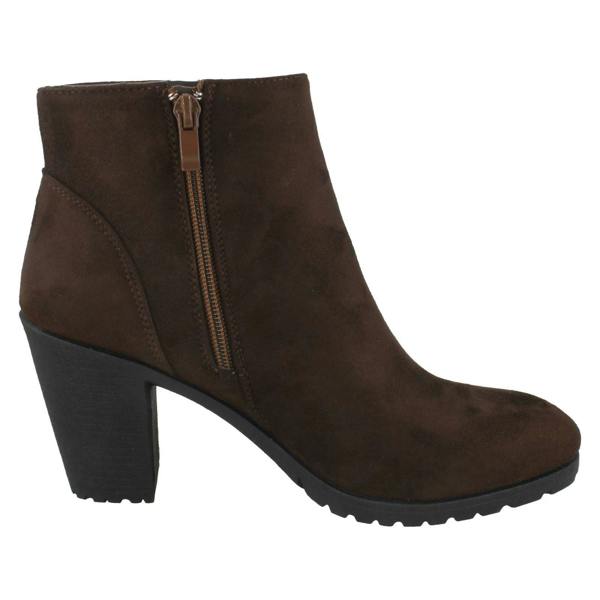 Spot On Ladies Spot On Ankle Boots With Zip Detail