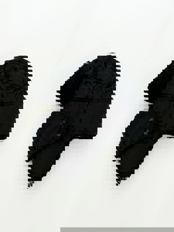 SVNX Black Lined Trapper Hat With Detachable Mouth Cover