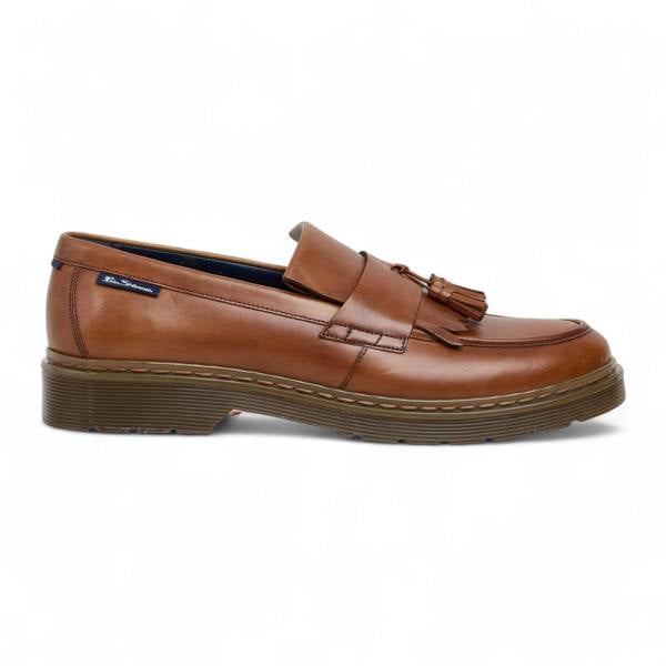 Ben Sherman Men's Tan Brown Leather Chunky Sole Tassel Loafer Shoes