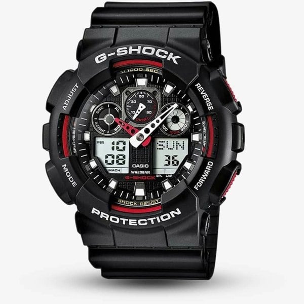 Casio G-Shock Classic Dual Display Black Plastic Strap Watch GA-100-1A4ER