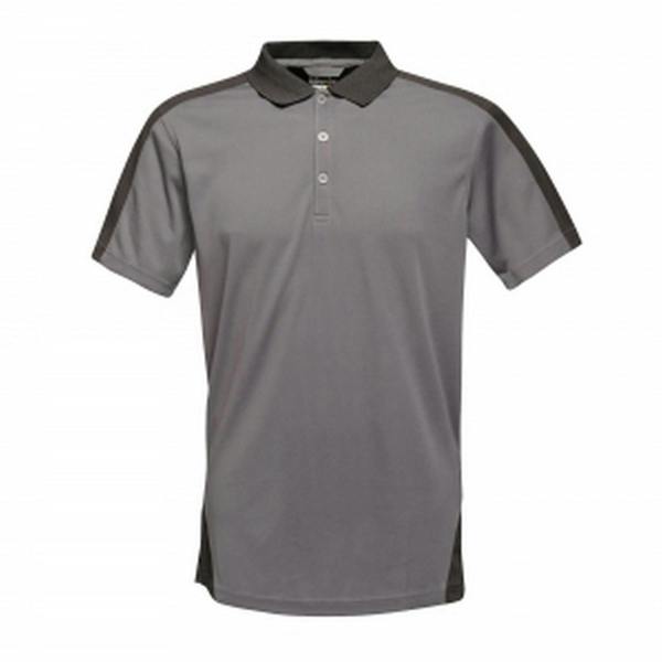 Regatta Professional Mens Contrast Coolweave Polo Shirt - Seal Grey/Black - 