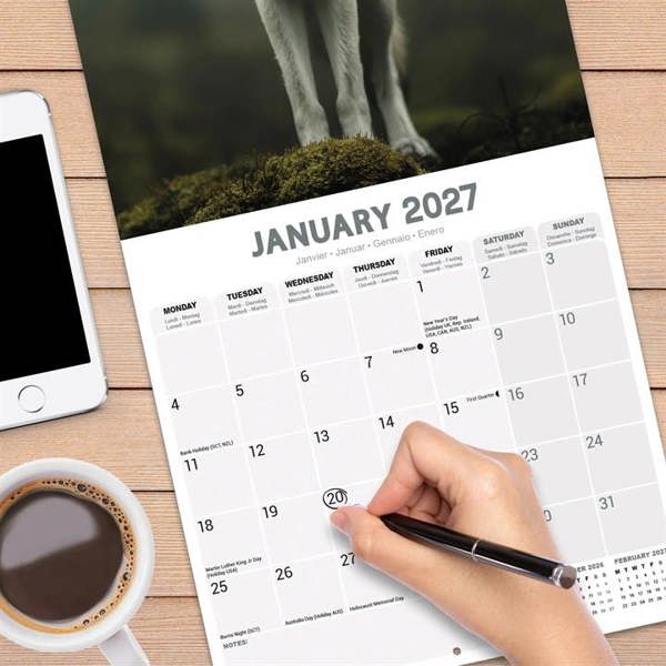 Wolves Calendar 2027, Wall Calendars, Month To View, Animals, Gift