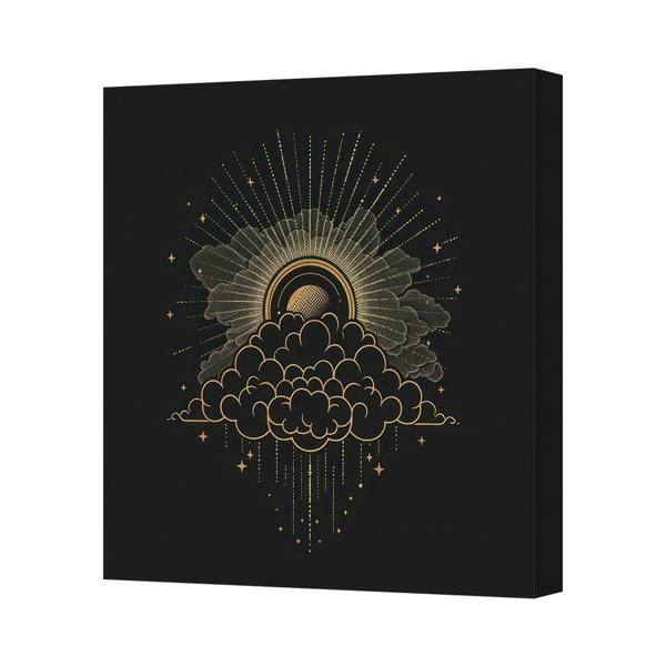 Benjamin Tate Design Golden Cloud And Rainbow Canvas Art Print On Deep Wooden Frame UK Made