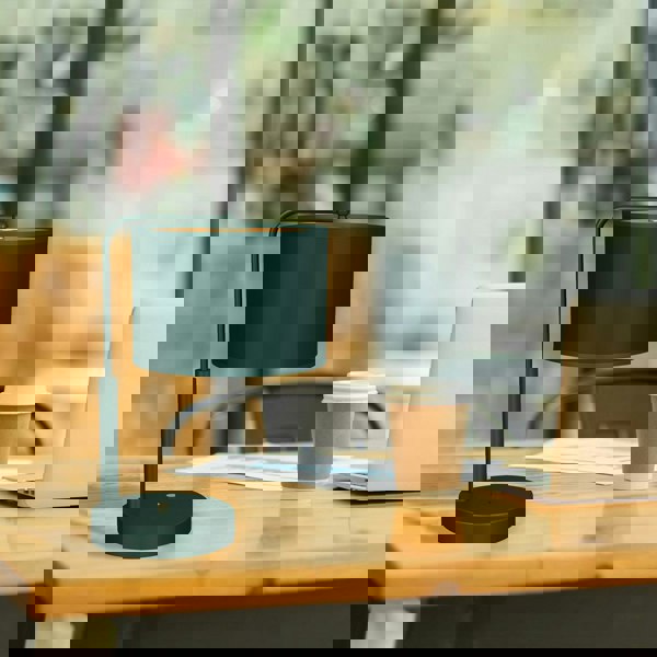 Milagro Verde Hand Made Scandi Style Table Lamp In A Rich Green Finish With Gold Accents Holds 1xE27 LED Bulb