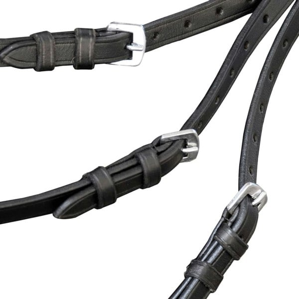 Berkfield Leather Flash Bridle with Reins and Bit Black Cob