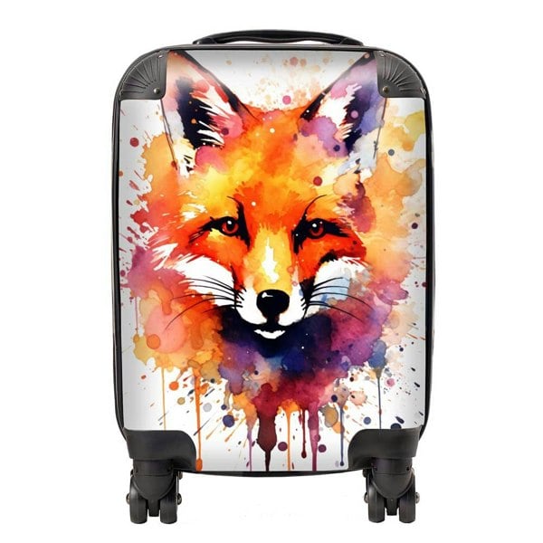 Warren Reed Watercolour Splashart Fox Face Suitcase