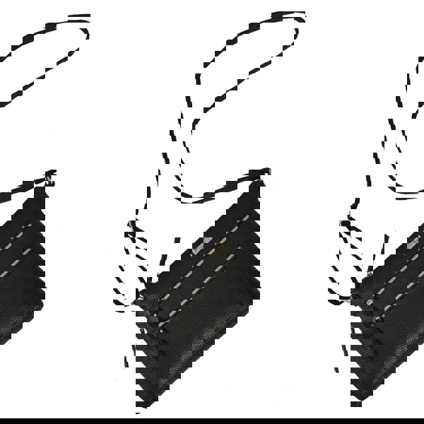 Assots London 'CORI' Black Pebble Grain Real Leather Crossbody Bag