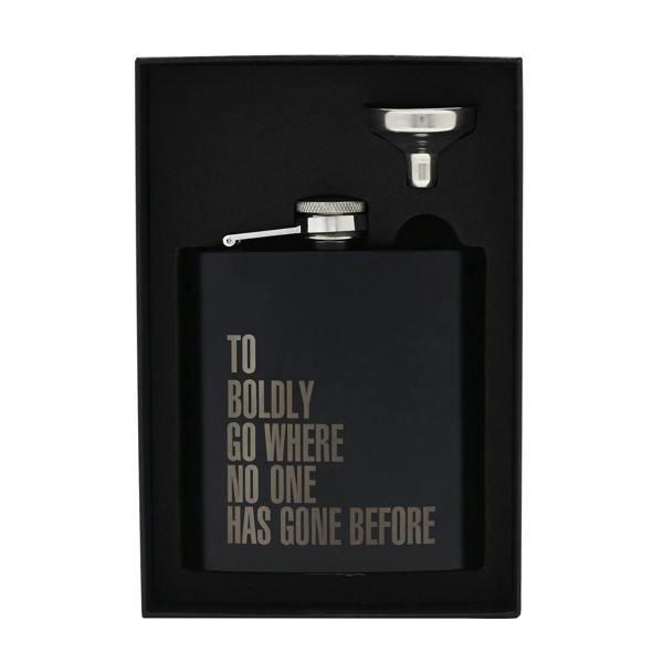 Widdop & Co Star Trek "Boldly Go" Stainless Steel Hip Flask Black