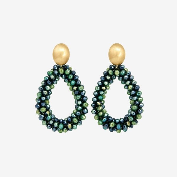 Uchi & Soto Hanabi Green Glass Bead Statement Earrings
