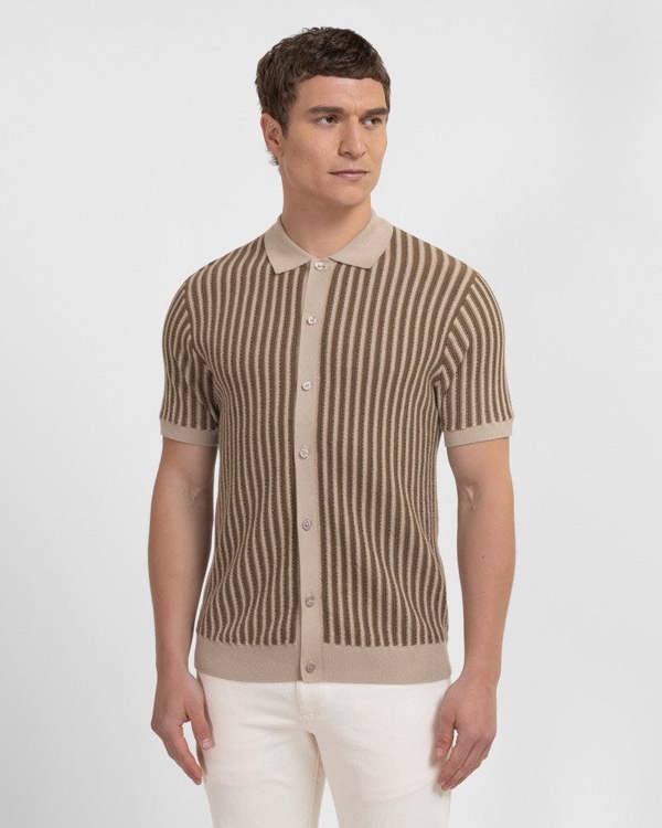 Steel & Jelly Grove - Textured Stripe Knitted Short Sleeve Shirt