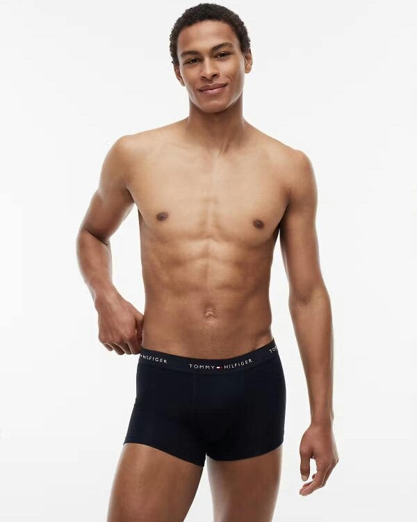 Tommy Hilfiger 3-Pack Logo Waistband Mens Trunks - Primary Red/White/Desert Sky