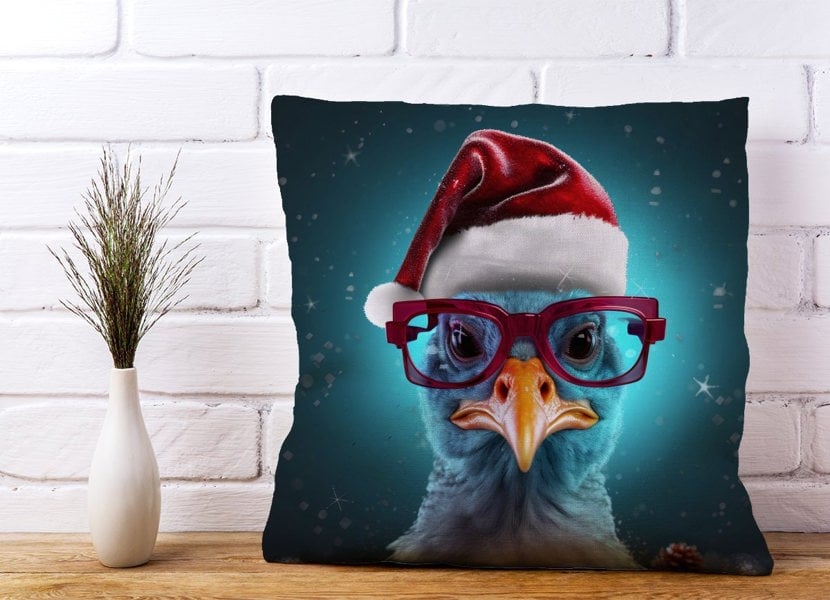 Warren Reed Turkey Wearing A Santa Hat Cushions