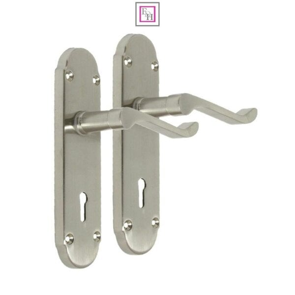 EDH Door Hardware Epsom Satin Nickel Internal Door Handle Set on 170mm Back Plate