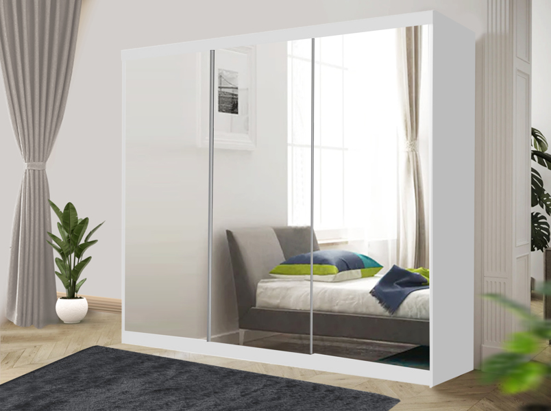 RAC3 Stylish Bedroom Sliding Wardrobe -  comes in White/Grey/Black/Oak and Width 100cm/120cm/150cm/180cm/203cm/250cm (Black, 100cm)