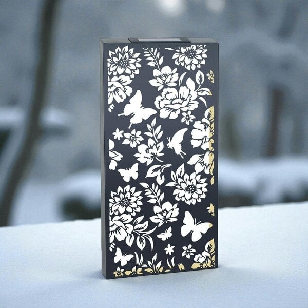 EDH Door Hardware Large Solar Wall Panel with Butterfly & Floral Design – Outdoor Metal LED Garden Wall Art – 60cm x 30cm