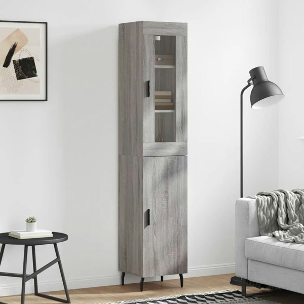 Berkfield Highboard Grey Sonoma 34.5x34x180 cm Engineered Wood