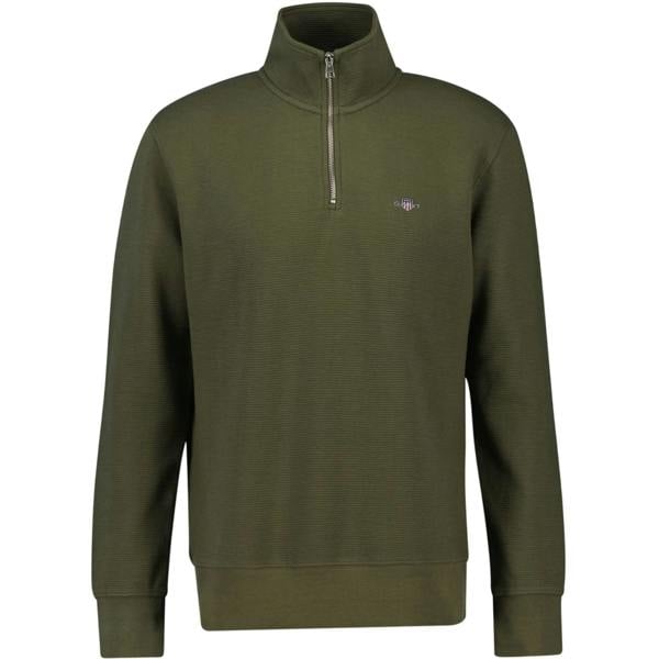 Gant Mens Embroidered Logo Half Zip Sweatshirt - Juniper Green - 