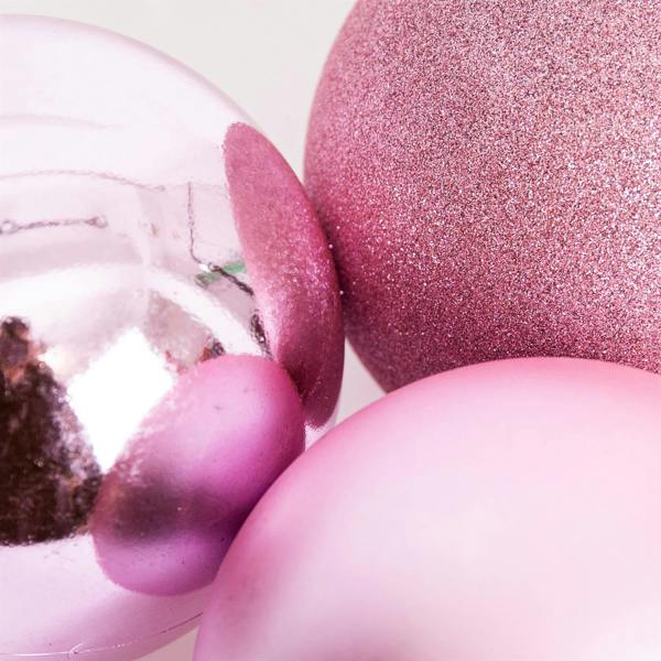 Shatchi 15cm 3 Pack Pale Pink Shatterproof Christmas Baubles for Tree, Garland and Home Decor