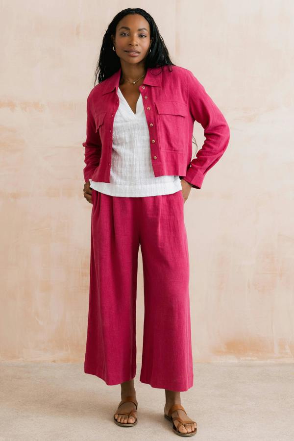 Lily & Me Grasslands Linen Blend Jacket Boysenberry