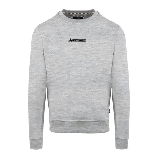 Aquascutum Mens Cotton Blend Ribbed Collar Regular Sweatshirt - Grey - 
