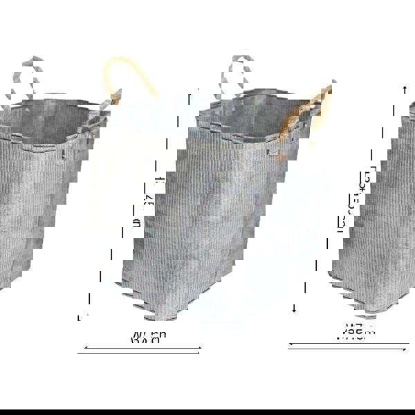 Ivyline Outdoor Galvanised Rope Handle Square Planter Set of Two