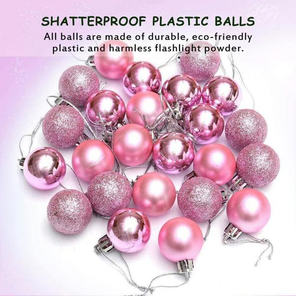 Pink Shatterproof Christmas Baubles 3cm Pack Sizes for Trees, Garlands and Seasonal Decorating image 4