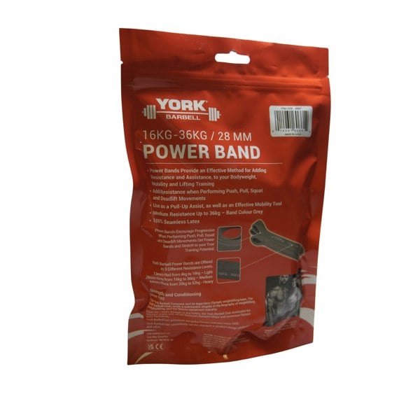 York Barbell 16-36kg Power Band Back Packaging