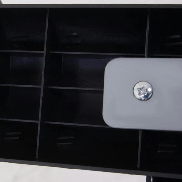 White mounting plate with metal screw for under-desk pedal exerciser