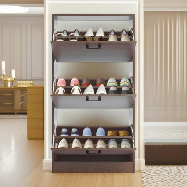 Rafaelo Mobilia 3 Drawer Shoe Storage Cabinet Rustic