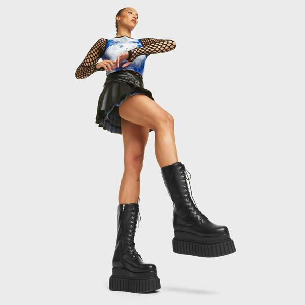 Lamoda Passion Black PU Platform Shoes with Sleek Design and Elevated Style