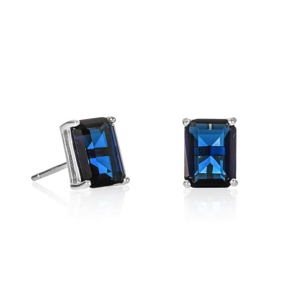 namana Dainty 925 Sterling Silver Rectangle Blue Stud Earrings For Women