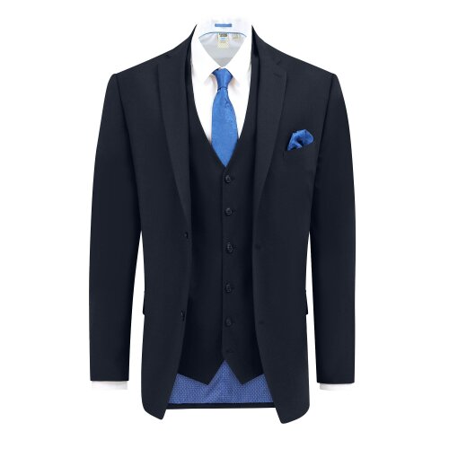 Duke Mens D555 Ted 4 Way Stretch Suit Jacket - Navy - Navy - 66% Polyester/28% Viscose/6% Elastane