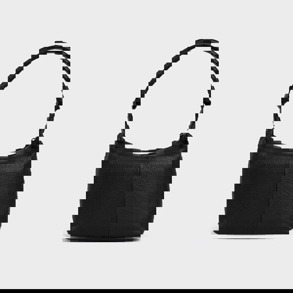 Assots London 'CITY BAG' Black Soft Pebble Grain Real Leather Shoulder Bag