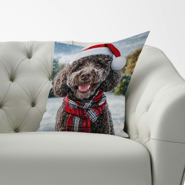 Warren Reed Snowy Christmas Poodle Cushion