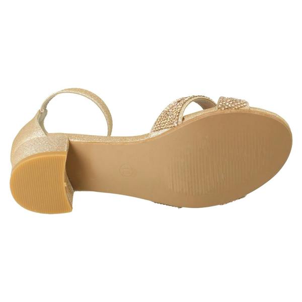 Spot On Girls Spot On Small Heeled Ankle Strap Glitter Sandals H1122