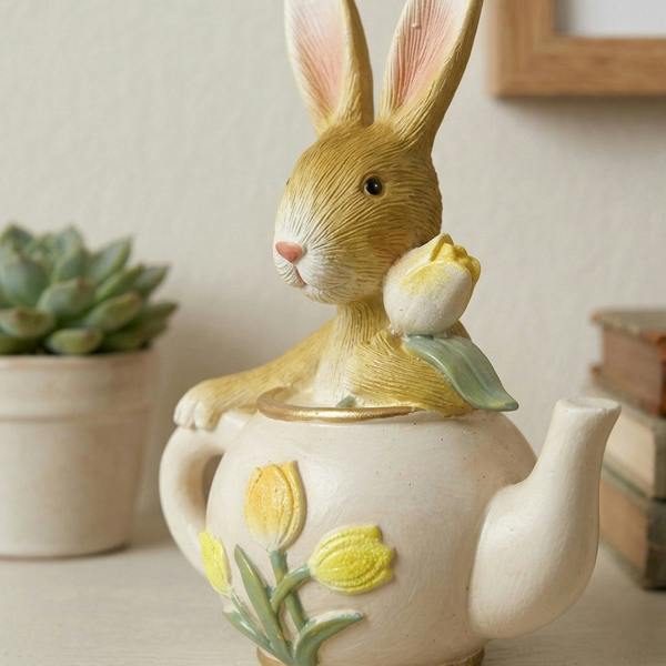 Garden Greatness Springtime Rabbit In Teapot Ornament
