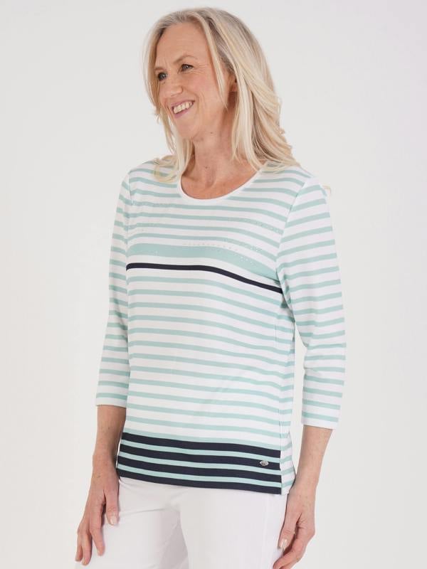 TIGI Stripe And Nailhead Neck Detail Top
