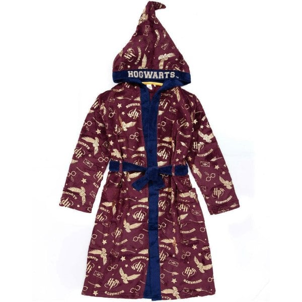 Harry Potter Childrens/Kids Dressing Gown - Navy/Maroon/Gold