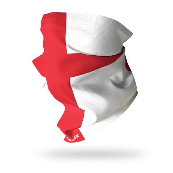 England / St Georges Flag Multifunctional Snood Scarf RUFFNEK® Red/White  – versatile neck warmer for sports fans, events; Rugby, football - Neck warmer neck gaiter