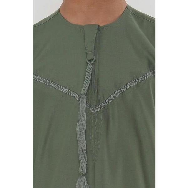 TT-008 - Boy's Emirati Omani Tassel Thobe - Olive - Thobez - 3